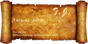 Tarpay Jolán névjegykártya